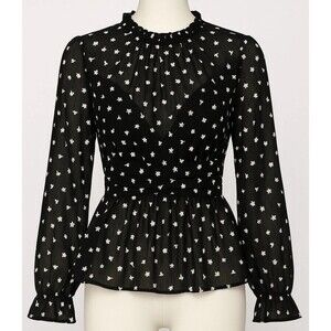 NWT Lulus Embroidered Sheer Long Sleeve Top  Womens (M) Romantic Date Blouse $62